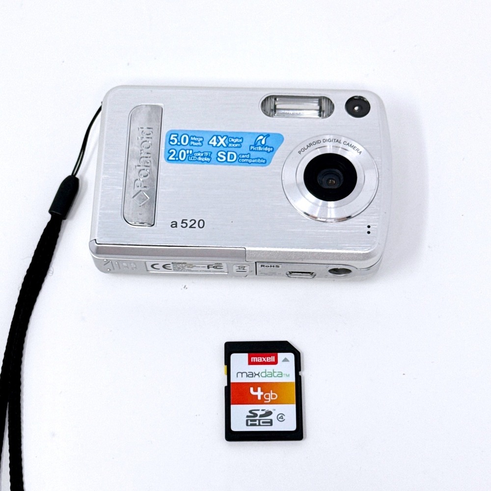 Polaroid a520 Digital Camera Silver 5.0MP 2.0 LCD 4x Zoom Compact Digicam Y2K 4G
